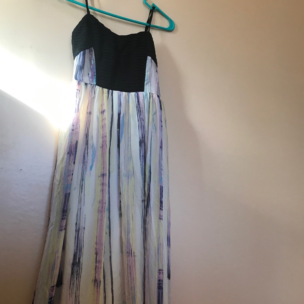 Black and multicolor floor length dress